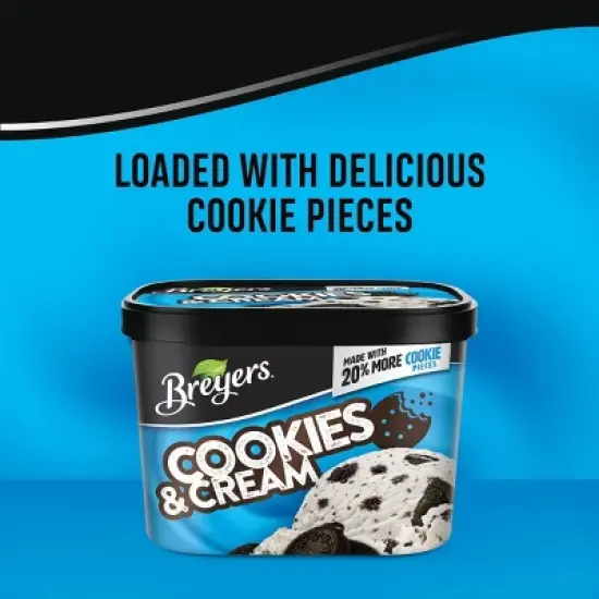 Breyers Cookies & Cream Frozen Dairy Dessert With Chocolate Cookies - 48oz image {2}