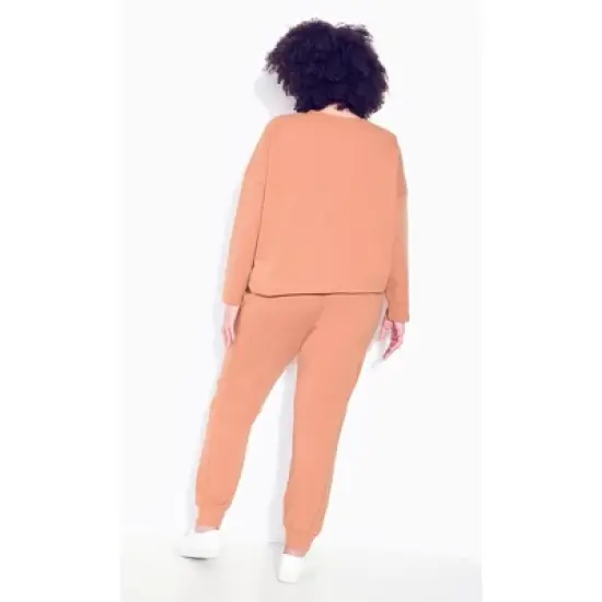 Women's Plus Size Only Lounge Plain Pant  - Terracotta | ZIM & ZOE image {1}