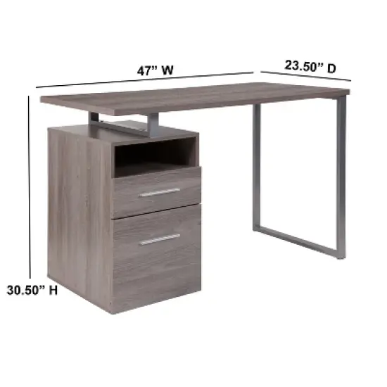 Emma and Oliver Desk with Two Drawers and Metal Frame image {2}