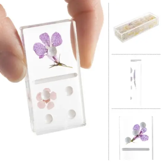 Acrylic Dominos Set - 28-Piece Domino Game with Display Box - Strategy Game, Tabletop Decoration and Modern Home Decor- Flower image {3}