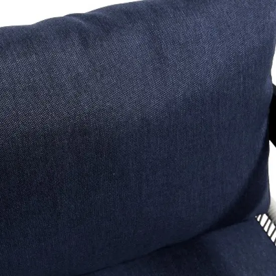 FIONECA U_STYLE Dark Blue Multi-Person Outdoor Iron Sofa Set with Table, Rattan Decoration, Waterproof & Rust-Proof Patio Furniture for Garden & Lawn image {15}