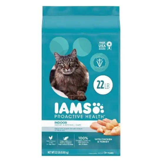 IAMS Proactive Health Indoor Weight & Hairball Care with Chicken & Turkey Adult Premium Dry Cat Food image {8}
