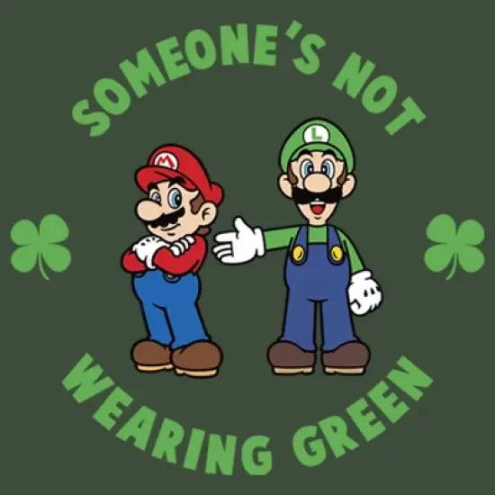 Junior's Nintendo Super and Luigi St. Patrick's Day Not Wearing Green Festival Muscle Tee image {1}