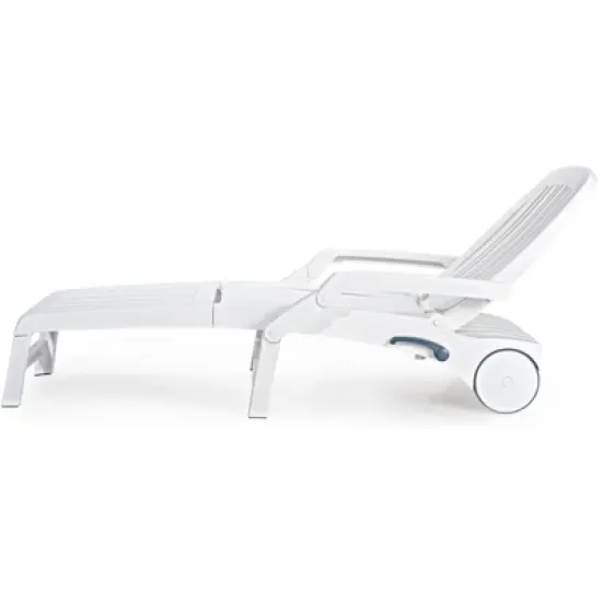 Tangkula Patio&nbsp;Lounge&nbsp;Chair&nbsp;Chaise&nbsp;Recliner&nbsp;Adjustable Backrest All Weather for Outdoor&Indoor Wheels White image {3}