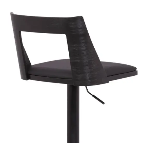 Milan Adjustable Swivel Faux Leather Metal Barstool Black - Armen Living image {6}