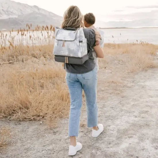 Petunia Pickle Bottom Pivot Backpack Diaper Bag - Smoke Swirl Tie Dye Coated Canvas image {10}