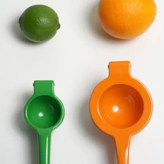 BergHOFF Cast Aluminum 2Pc Lime Squeezer 8" & 9", Green & Orange image {5}
