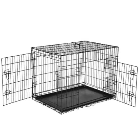 JIONJOY Double Door Dog Crate | Black image {9}