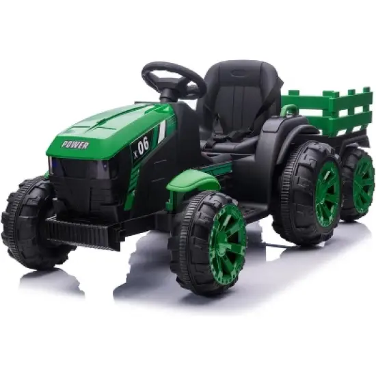 12V Kids Ride-On Tractor with Detachable Trailer, Remote Control, LED Lights, Battery Powered Farm Vehicle Toy Car Gift for Boys and Girls image {2}