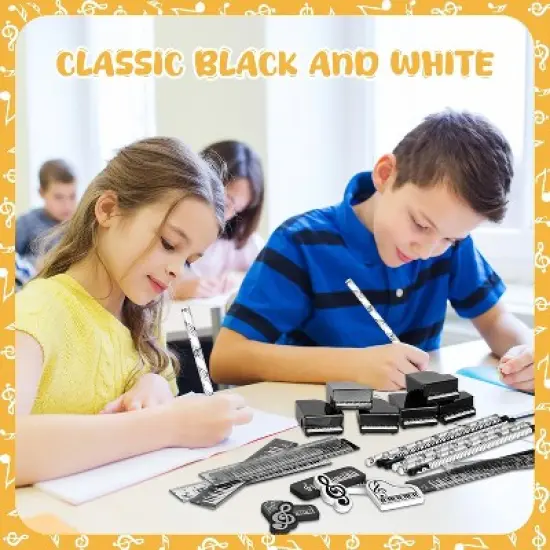 HTUTWOO 20Pcs Music Pencil Stationery Set, Back to School Gift Piano Prizes, Erasers Music Themed Gifts,for Classroom First Day of School Decorations image {3}