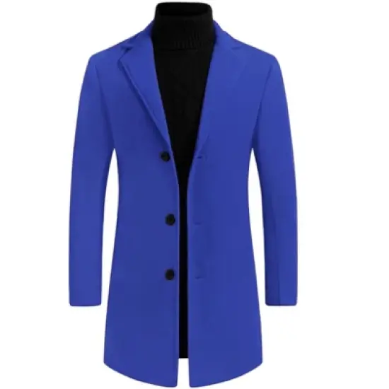 Lars Amadeus Men's Slim Fit Winter Notched Lapel Single Breasted Long Jacket Overcoat image {6}