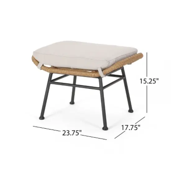 GDFStudio Alick Outdoor Wicker Ottomans with Cushion (Set of 2) image {2}