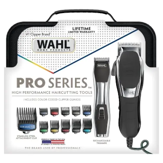 Wahl Clipper High Performance Haircutting Kit with Cordless Beard Trimmer and Premium Guide Combs - 3000099 image {2}