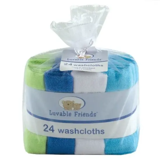 Luvable Friends Baby Boy Super Soft Bundle Washcloths, Blue, One Size image {1}