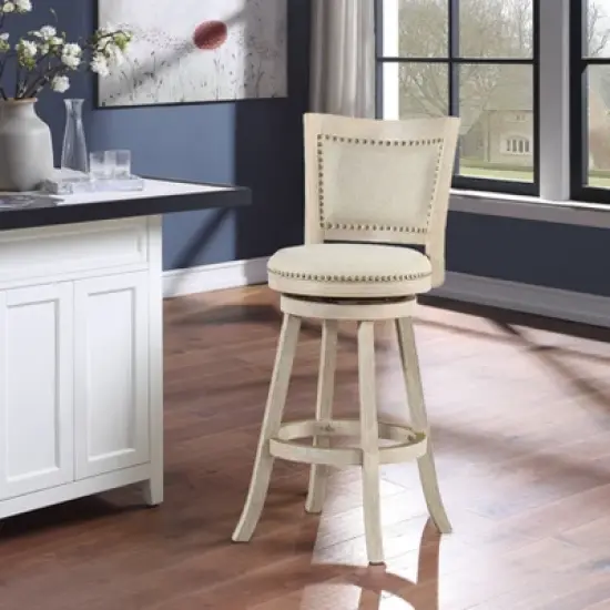 29" Melrose Swivel Barstool Ivory Wire Brush - Boraam image {1}