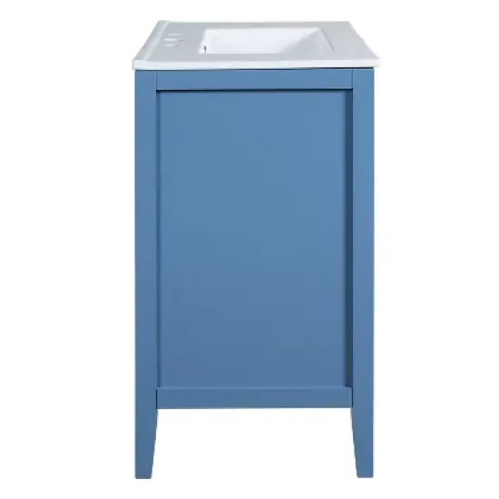 ModernLuxe 30'' Blue Bathroom Vanity with Sink, 2 Soft Close Doors, Hidden Drawer & Adjustable Shelf, Freestanding Storage Cabinet image {10}