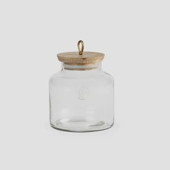 Madin Glass Jar with Wooden Lid - Elegant Storage Container for Kitchen & Home-700ml image {3}