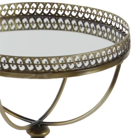 Metal and Glass Round Pedestal Table Gold - Olivia & May image {6}