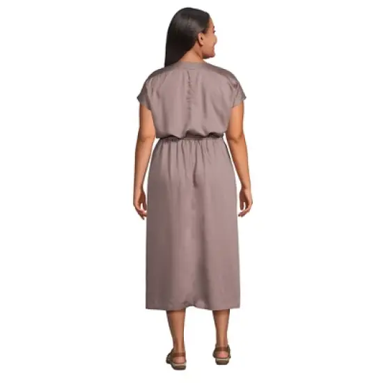 Lands' End Women's Tencel V-Neck Midi Dress image {1}