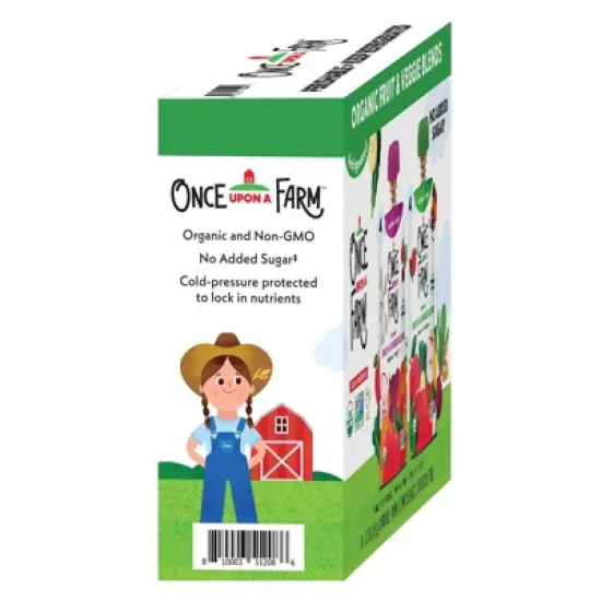 Once Upon a Farm Organic Fruit & Veggie Blends Variety Pack - 25.6oz/8ct image {8}