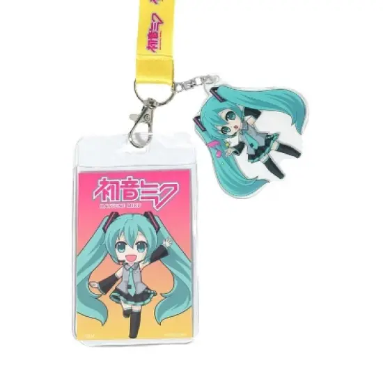 Hatsune Miku Lanyard ID Badge Holder Crypton Voice Breakaway Lanyard w/ Acrylic Charm image {1}
