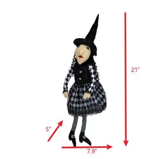 Whisen 21"H Sitting Witch Decor, Halloween Decoration - Black image {6}