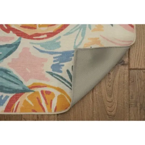 Pomelo Washable Outdoor Rug Ivory/Orange - Linon image {3}