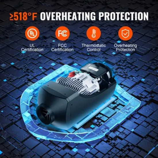 VEVOR Diesel Air Heater, 12V 5KW Diesel Heater with Remote Control and LCD, 10L Fuel Tank Diesel Parking Heater, Rapid Heating and Low Noise, Orange image {5}