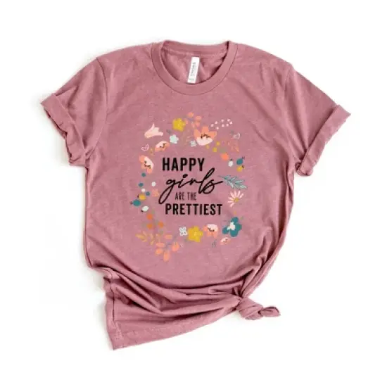 Simply Sage Market Women's Happy Girls Are The Prettiest Short Sleeve Graphic Tee image {5}