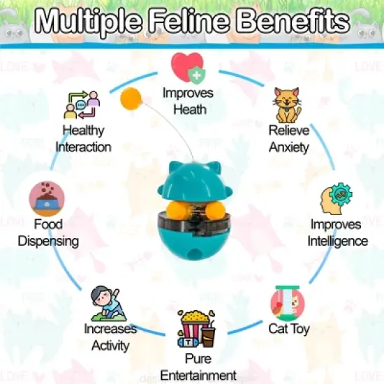 5 Star Super Deals Interactive Cat Treat Puzzle Feeder Toy - Adjustable Slow Food Dispenser with Playful Feline Ball Game & Rattle Ball Wand image {5}