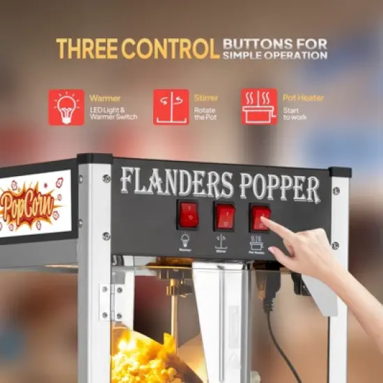 ROVSUN Popcorn Machine with Cart, Wheels & 8 Oz Kettle Makes Up to 32 Cups, Popcorn Maker w/ Candy Dispensers for Commercial Home Movie Theater image {10}