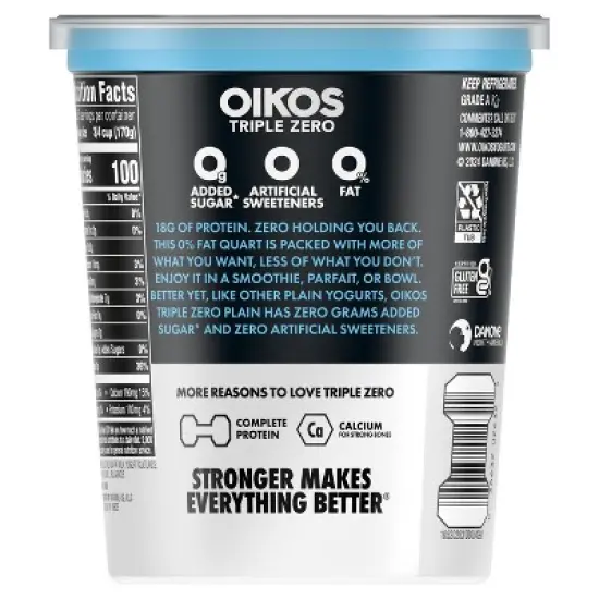OIKOS Plain Greek Yogurt - 18g protein 32oz image {11}