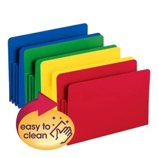 Smead Poly File Pocket, Straight-Cut Tab, 3-1/2" Expansion, Legal Size, Assorted Colors (73550) image {4}