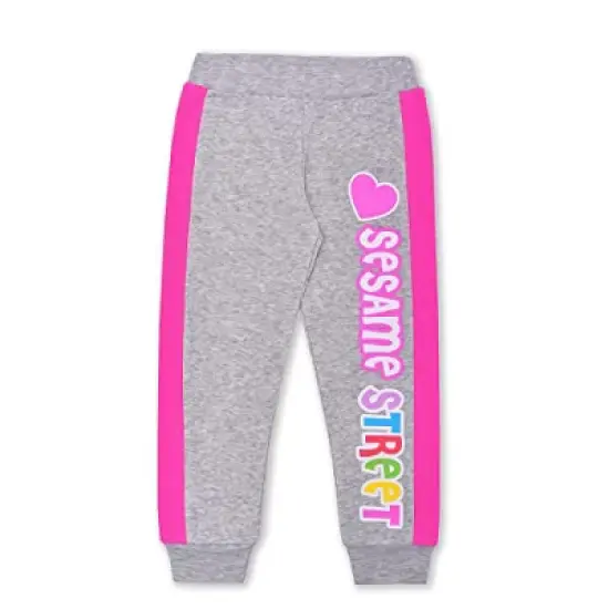 Sesame Street Girl's 2-Pack Graphic Pullover Sweatshirt and Taped Jogger Pants Set for toddler image {1}