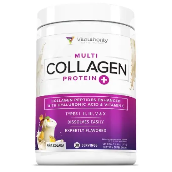 Multi Collagen Protein Plus, Pina Colada, Vitauthority, 285gm image {4}