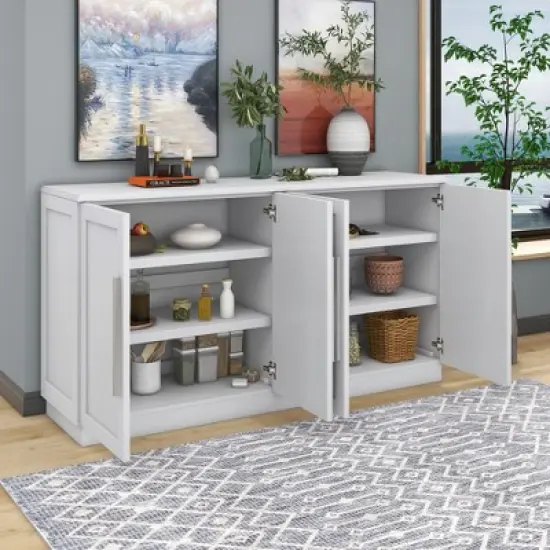 60" Storage Buffet Sideboard with Adjustable Shelves and Silver Handles - ModernLuxe image {1}