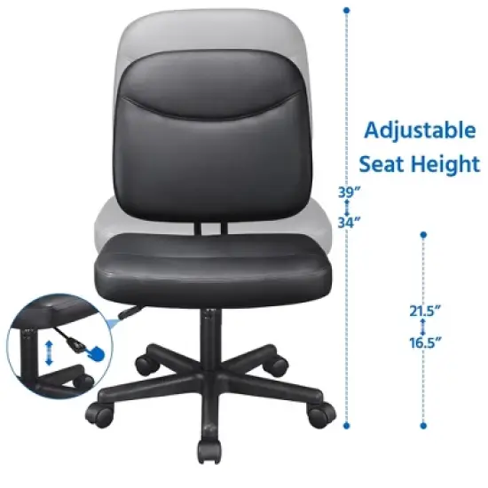 Yaheetech Armless Office Chair Mid-Back Task Chair Adjustable Desk Chair,Black image {6}