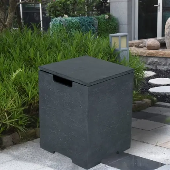 Elementi 15.9" Outdoor Propane Tank Cover Concrete Hideaway Table for 20 lb Tank image {1}