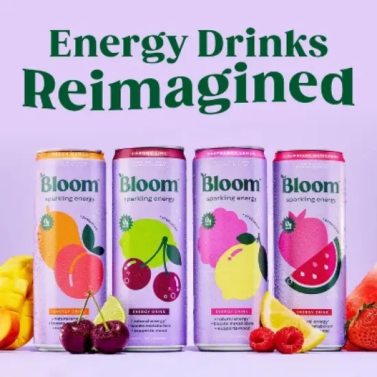 BLOOM NUTRITION Sparkling Energy Drink - Strawberry Watermelon - 12 fl oz Can image {6}