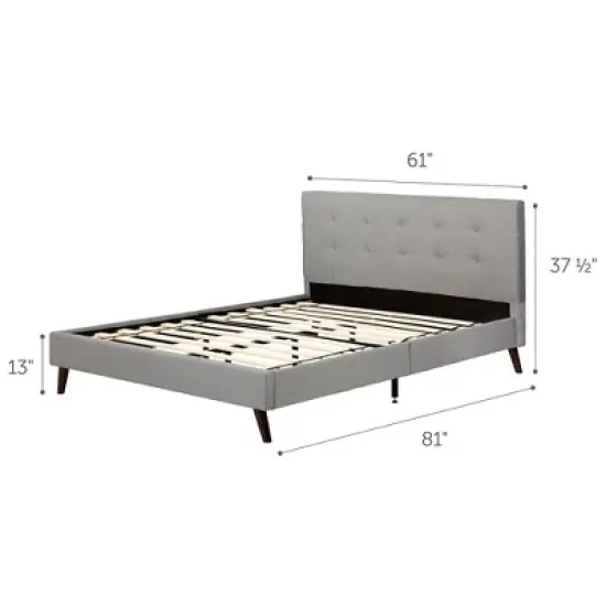 Queen Fusion Complete Upholstered Bed Medium Gray - South Shore image {8}