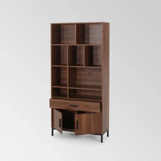 67.25" Gallatin Contemporary Cube Unit Bookcase Walnut - Christopher Knight Home image {4}