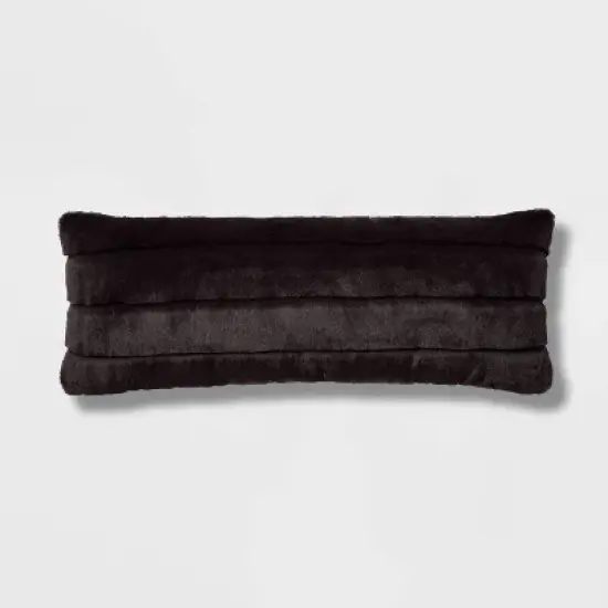 Oversized Oblong Faux Fur Channeled Decorative Throw Pillow - Threshold&trade; image {6}