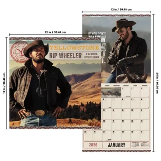 Trends International 2026 Yellowstone Bilingual French Rip Wheeler 12"x12" Wall Calendar image {6}