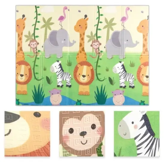 Dream On Me Play Time Reversible & Water-resistant  Baby Play Mat, Happy animals & Footprint image {6}