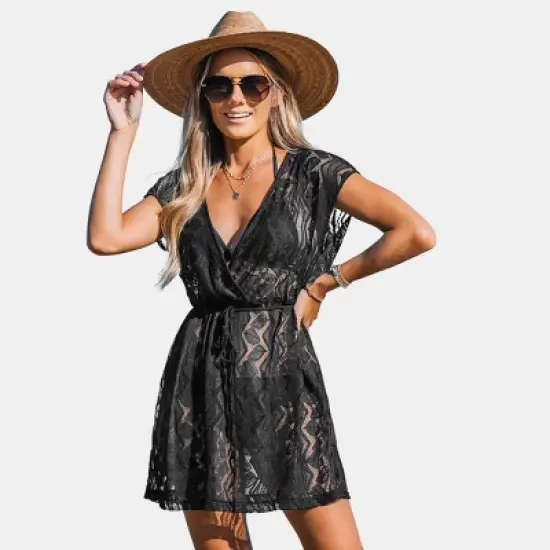 Women's Crochet Drawstring Cover-Up Dress -Cupshe image {6}