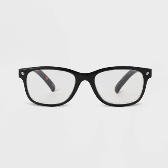 Women's Tortoise Print Gloss Plastic Square Blue Light Filtering Reading Glasses - Universal Thread&trade; Black image {2}
