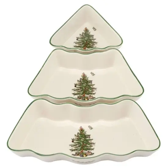 Spode Christmas Tree Dip Bowl Set - 3-Piece Ceramic Christmas Dipping Bowls - Festive Salsa Bowls - Holiday Dinnerware & Seasonal Tableware image {7}