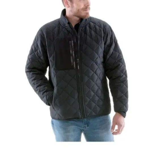 RefrigiWear Men's Insulated Diamond Quilted Jacket with Fleece Lined Collar image {6}