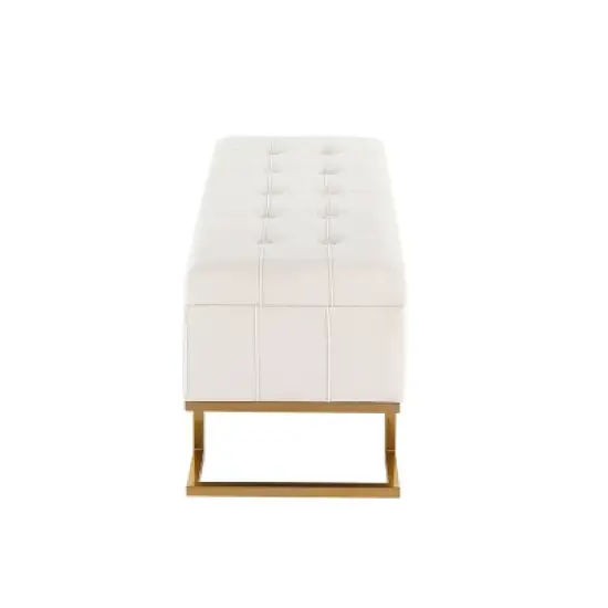 41" Midas Glam Storage Bench Steel/Velvet Gold/White - LumiSource image {2}
