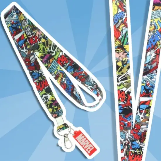 Marvel Comic Book Graphic Lanyard ID Badge Holder And 2" Rubber Charm image {4}